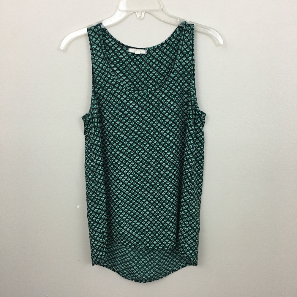NWOT Pleione Green Geometric Print Top